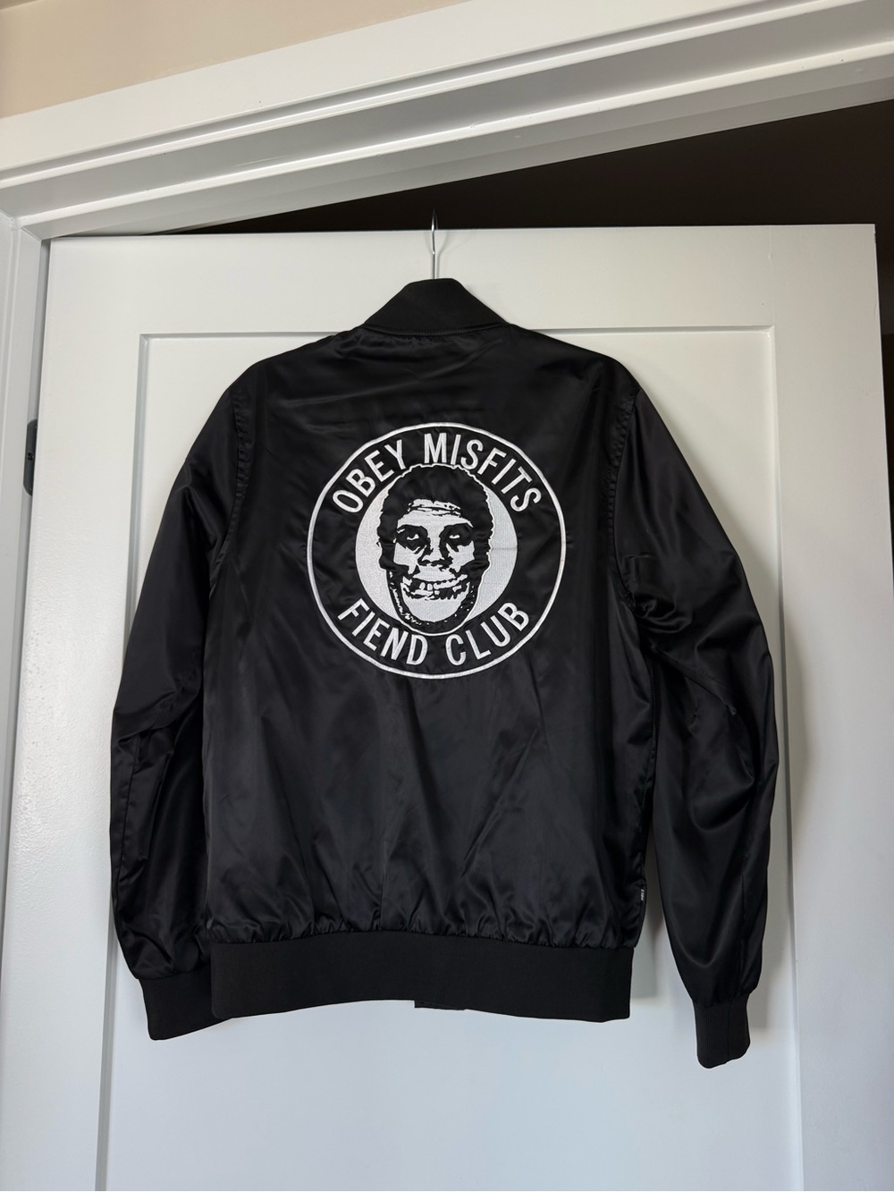 Obey Misfits Black Bomber Jacket with Misfits Logo